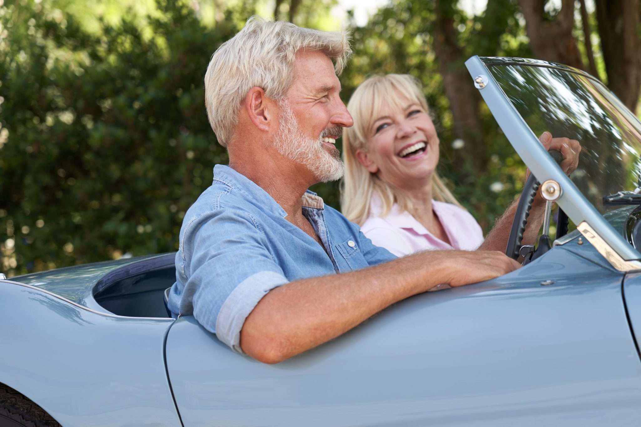 Couple driving together