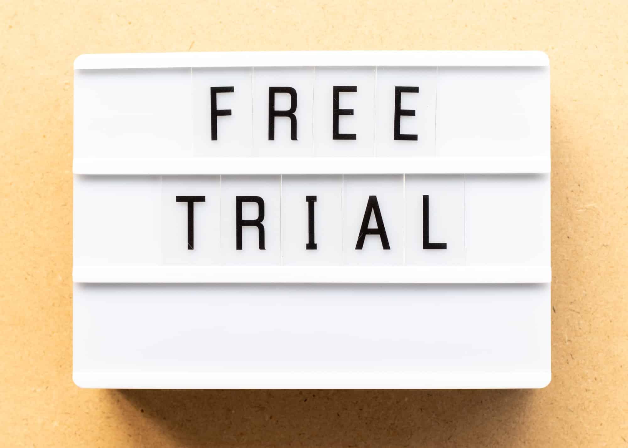 white sign for free trial